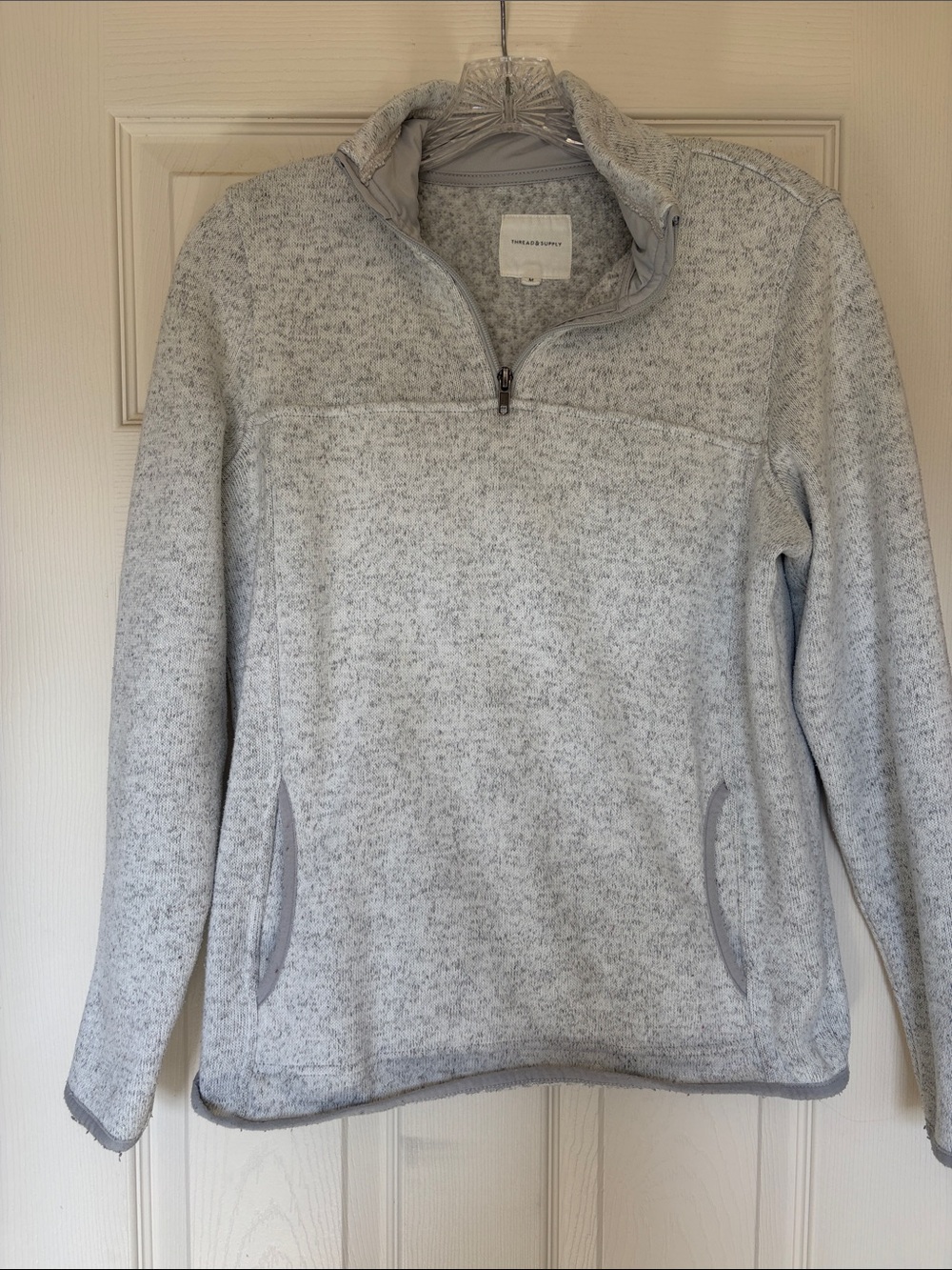Thread & Supply Heathered Light Gray Half-Zip Pullover